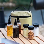 Resim Outdoor Baharat Şişesi Seti, BBQ Baharat Tam Set Kombinasyonu, Taşınabilir Kendi Kendine Sürüş Seyahat Seti, Kanvas Çanta, Bölümlü Şişeler 