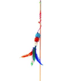 Resim Patiderm Ponponlu Kedi Oltası Tüylü ve Zilli Ahşap Saplı 50 CM 