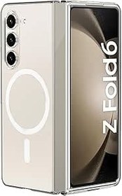 Resim Rongep Samsung Galaxy Z Fold 6 için Şeffaf Kılıf Magsafe Aksesuarları ile Uyumlu Arkası Sert PC Köşeleri TPU Darbe Emici Silikon Sararmaya Dayanıklı Kalın Koruyucu Güçlü Manyetikli Hybrid Kılıf 