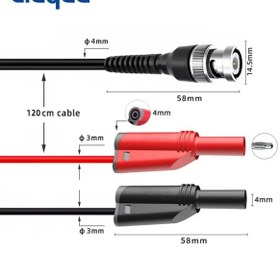 Resim Hatfon Elektronik P1010 180 DERECE TEST PROBU BNC/ KIRMIZI-SİYAH KORUMALI BANAN 1,2MT KABLO 