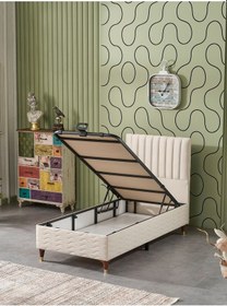 Resim Beehanem Bengü 90x190 Tek Kişilik Baza Başlık 2 Li Set Babyface Kahve 