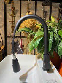 Resim İsaoğlu Yapı Spiralli Mutfak Bataryası Mat Siyah Uzayan Evye Musluğu Tazzik Ve Basınç Ayarlı Batarya Siyah 