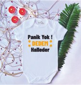 Resim LoveStore Unisex Bebek Baskılı Panik Yok Dedem Halleder %100 Pamuklu Çıtçıtlı Body Zıbın + Hediyeli 