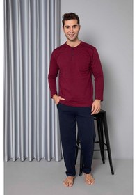 Resim Erkek 3 Düğme Uzun Kol Göğüs Cepli 2 İplik Kışlık Cepli Pijama 001 