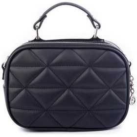 Resim Nas Bag Zincirli Kapitone Çift Gözlü El Ve Çapraz Çanta Siyah Dona 21x16 Cm Siyah 