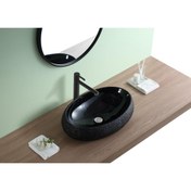 Resim PUROSER Flower Bubble Siyah Tezgah Üstü Çanak Lavabo 