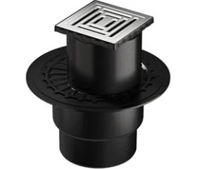 Resim V-Flow Kare 5607321 Yalıtımlı Duş Kanalı, Alttan Çıkışlı, 10X10 Cm, Dk 800 Kapak, Parlak Krom 