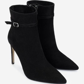 Resim Valmenti Kadın Hakiki Deri Siyah Süet Topuklu Bot 820 395 Bn Bot Sk24-25 Sıyah Suet Siyah Suet 