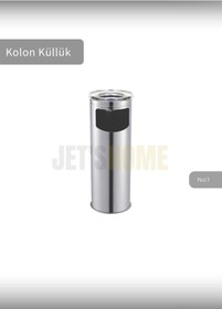 Resim Jet's Home Kolon Küllük Paslanmaz Dış Mekan Sigaralık Lüks Ayaklı Küllük No:1 Çöp Kovası Kutusu Gri 