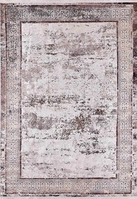 Resim Minimalist Eskitme Krem Bej Kahve Yunan Anahtar Bordürlü Halı - SH1539KBKA - 160x230cm 