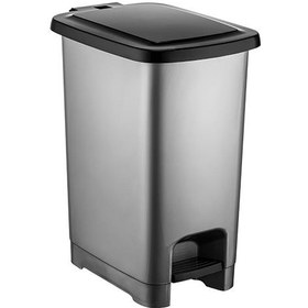 Resim Şenyayla 4281 Slim Pedallı Plastik Çöp Kovası Siyah Kapaklı 15 lt 