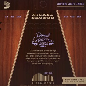 Resim D'Addario NB1152 Nickel Bronze Akustik Gitar Teli - Custom Light (11-52) 