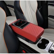 Resim Xuweiwei Kırmızı Deri Konsol Yastığı, Dirsek Dinlenme Ve Saklama Kutusu - Sürücüler İçin Mükemmel 