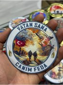 Resim KOMANDO PAZARI "Vatan Sana Canım Feda" Yazılı 3D Lazer Kesim Arkası Cırtlı Patch 