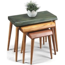 Resim Entema724 Doğal Ağaç Masif Kütük 3’Lü Zigon Sehpa (516601279) 