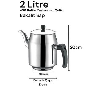 Resim 430 Paslanmaz Çelik Kahveci Demlik 2000ml 3 No Gri 