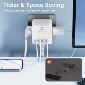 Resim 7 fonksiyonlu güç çıkışı, 3 AC çıkışlı, 4 USB portu (1 USB-C), ofis, okul, seyahat ve yurt için kompakt masa şarj istasyonu, siyah/beyaz 