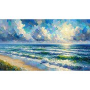 Resim Venspor Deniz Manzaralı Renkli Fırça Dokulu Arkaplan, 200x150cm Fon Duvar Örtüsü 