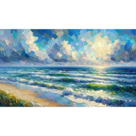 Resim Venspor Deniz Manzaralı Renkli Fırça Dokulu Arkaplan, 200x150cm Fon Duvar Örtüsü 