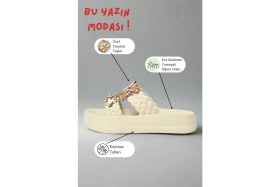 Resim Anne Kız Çocuk Uyumlu Kombin Yazlık Eva Kalın Tabanlı Terlik - Hafif Rahat Şık Model Plaj Günlük 