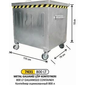 Resim Arı Metal 800 Lt Galvanizli Konteyner 