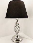 Resim Gümüş Gri Rustik Burgulu Taşlı Metal Ayaklı 30'luk Siyah Kumaş Gümüş 