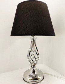 Resim Gümüş Gri Rustik Burgulu Taşlı Metal Ayaklı 30'luk Siyah Kumaş Gümüş 