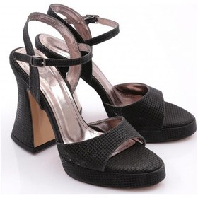 Resim Dgn 3007 Kadın Kalin Topuklu Abiye Ayakkabi Siyah Kroko 