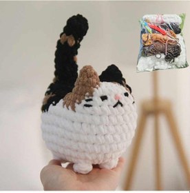 Resim Yaozixa Kedi Figürü Örgü Malzeme Seti - Beyaz Kedi Dıy Paketi, Örgü İpi Ve İğne İle Talimatlı, Ev Ofis Dekoru Bitmiş Değil 