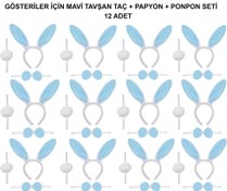 Resim Nessiworld Mavi Tavşan Kostüm Seti – Taç, Papyon, Ponpon (12’li Paket) 