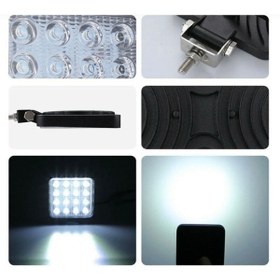 Resim MİRCAR Kare Off Road Iş Makinesi Kamyon Traktör Projektör Çalışma Ve Sis Lambası 16 Led 48 W Uyumlu 