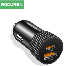 Resim Rocoren 48W Çift Portlu USB Type-C ve USB-A Araç İçi Hızlı Şarj Cihazı 