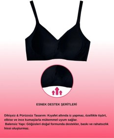 Resim Alya Underwear Kadın Lazer Kesim Dikişsiz Çıkarılabilir Pedli Hayalet Sütyen Siyah 