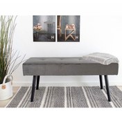 Resim ASELYA HOME Ahşap Ayaklı Puf & Bench Gri Modern 90cm 