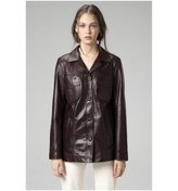 Resim Dericlub Stella Kadın Klasik Hakiki Deri Ceket Kestane Kestane Kahverengi 