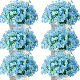 Resim 6 adet Açık Hava Yapay Çiçek, Eucalyptus Yapraklı Yapay Üç Renkli Pansy Olmayan Solmayan Sahte Çiçekler, Ev Dekorasyonu, Otel, Düğün, Bahçe, Açık Avlu Dekorasyonu, Asılı Veranda Teras Pencere Kutusu Dekorasyonu, Bahar ve Yaz Dekorasyonu - Anneler Günü, Babalar Günü, Haziran Festivali ve diğer tatil dekorasyonları için uygun - yapay çiçek hediyeleri, kaplamayanlar. 