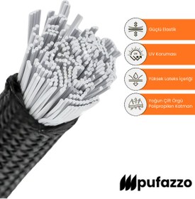 Resim PUFAZZO Paslanmaz Çelik Çift Kancalı Bagaj Lastiği - Siyah 90 cm 3 Adet - Dayanıklı Sabitleme Lastiği 