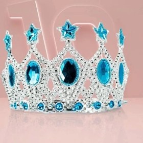 Resim Çocuk Kraliçe Tacı Mavi Yıldız Işlemeli 
