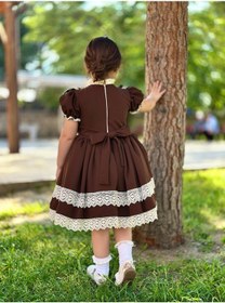 Resim H L Y Karol Tasarım Verona Kahverengi Vintage Kız Bebek Elbisesi, Doğum Günü Elbisesi, Fotoğraf Çekim Elbisesi,0-13 Yaşa Uygun Kahverengi 