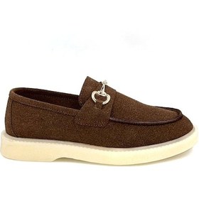 Resim Beyaz London Çeri Termo Kaymaz Taban Toka Detaylı Günlük Kadın Loafer Ayakkabı Kahve Kahve 