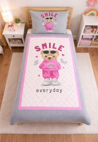 Resim Evmila Sevimli Ayıcık Desenli Pike - 160 x 230 Cm Pike + 50 x 70 Cm Yastık Kılıfı 