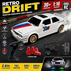 Resim 1:16 Uzaktan Kumandalı 4x4 Drift Araba Şarjlı 2.4G Full Fonksiyon 30 Km/H Retro RC Araba 