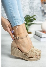 Resim EPAAVM - Dolgu Topuk Örgülü Vizon Ayakkabı - İFS400401 Vizon 