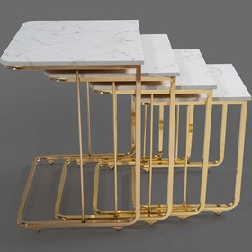 Resim Veys Sehpa Tekerlekli Gold 4 Lü Zigon Sehpa - - Yan Sehpa 