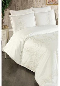 Resim Calina Nakışlı %100 Pamuk Çift Kişilik Nevresim Takımı Altın Altın 