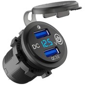 Resim Synodicmonth 12v Usb Çıkışı, Hızlı Şarj 3.0 Çift Usb Araç Şarj Cihazı, Kontak Anahtarı Ve Voltmetre İle 12v/24v Motosiklet Araba Kamyon İçin 