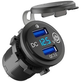 Resim Synodicmonth 12v Usb Çıkışı, Hızlı Şarj 3.0 Çift Usb Araç Şarj Cihazı, Kontak Anahtarı Ve Voltmetre İle 12v/24v Motosiklet Araba Kamyon İçin 