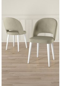 Resim Canisa Pane Serisi 2 Adet Krem Mutfak Sandalyesi Babyface Kumaş Beyaz Ayak Krem Sandalye Beyaz Ayak 