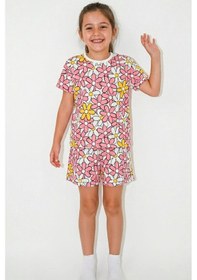 Resim Breeze Kız Çocuk Şortlu Pijama Takımı Renkli Papatya Desenli 4-8 Yaş, Karışık Renk Çok Renkli 