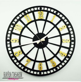 Resim RUSTİK LATİN BÜYÜK BOY DUVAR SAATİ GOLD 50CM Altın 